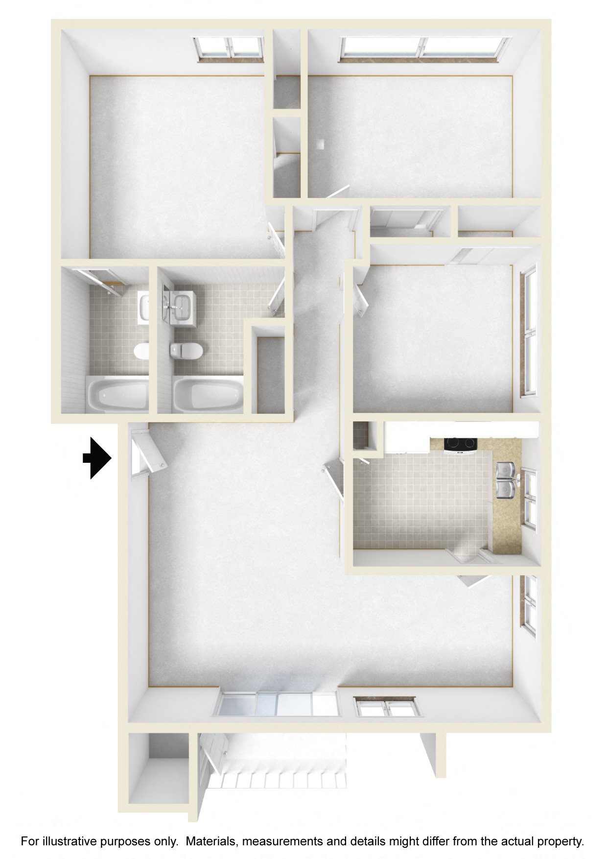 Three Bedroom Floor Plan l Tara Hill Apartments in Anaheim, CA